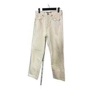 Veronica Beard Jeans 28 Whitewash High Waist Crop Straight Leg Button Fly Denim